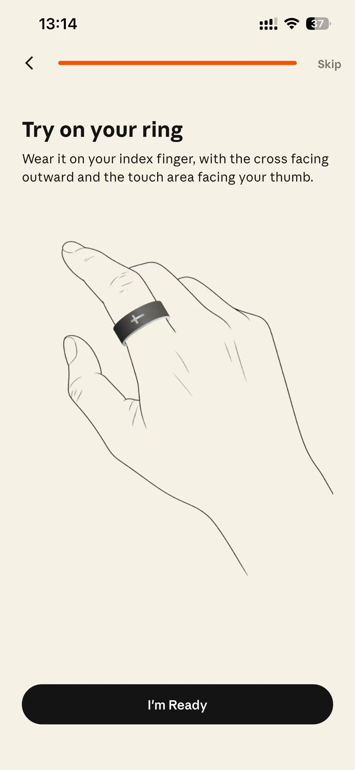 Try on your ring onboarding screen